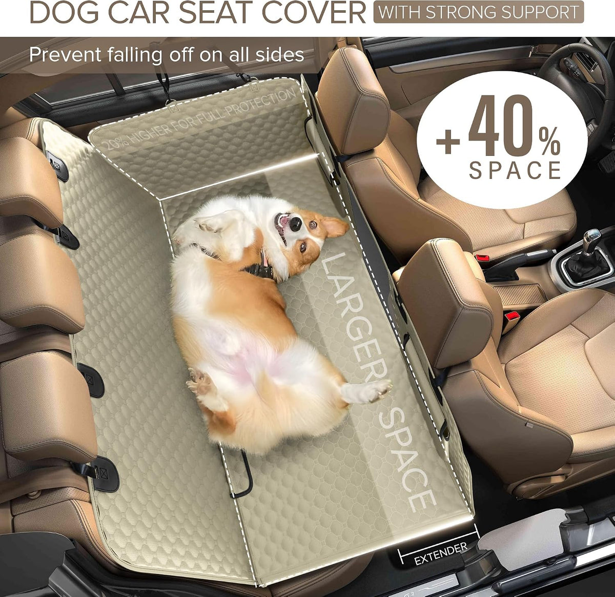 Back Seat Extender for Dogs, Heavy Duty Dog Car Seat Cover for Back Seat