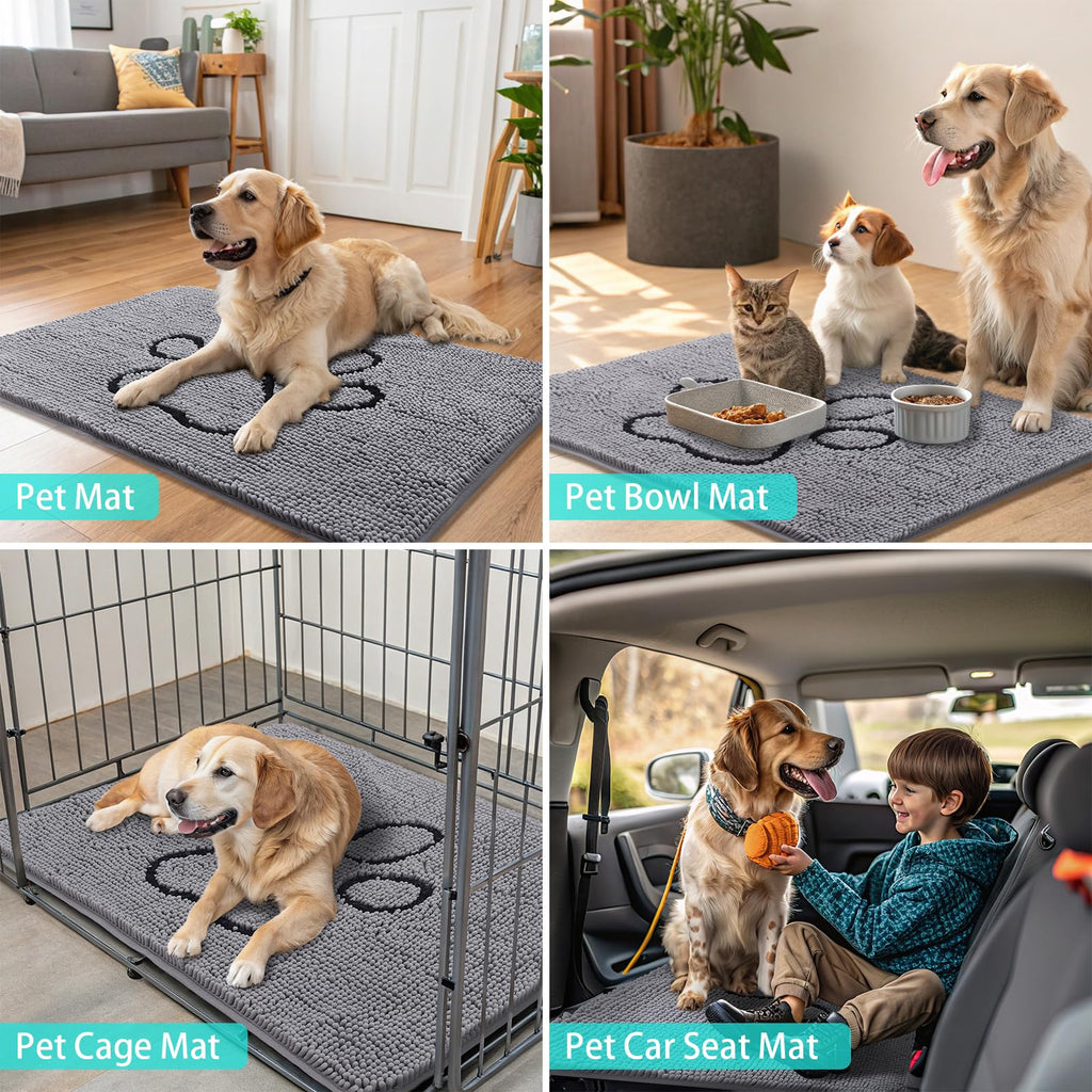 Smiry Dog Door Mat for Muddy Paws, Absorbent Non Slip Dirt Trapper, 30x20