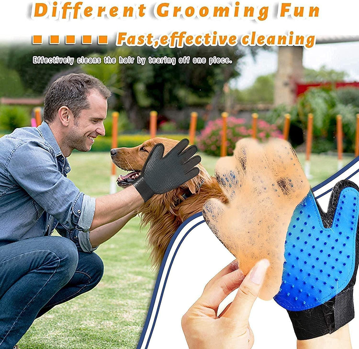 Pet Grooming Glove Hair Remover Brush Gentle Deshedding Efficient Pet Mitt Pet Massage Gloves Left & Right Hand Draw Dog
