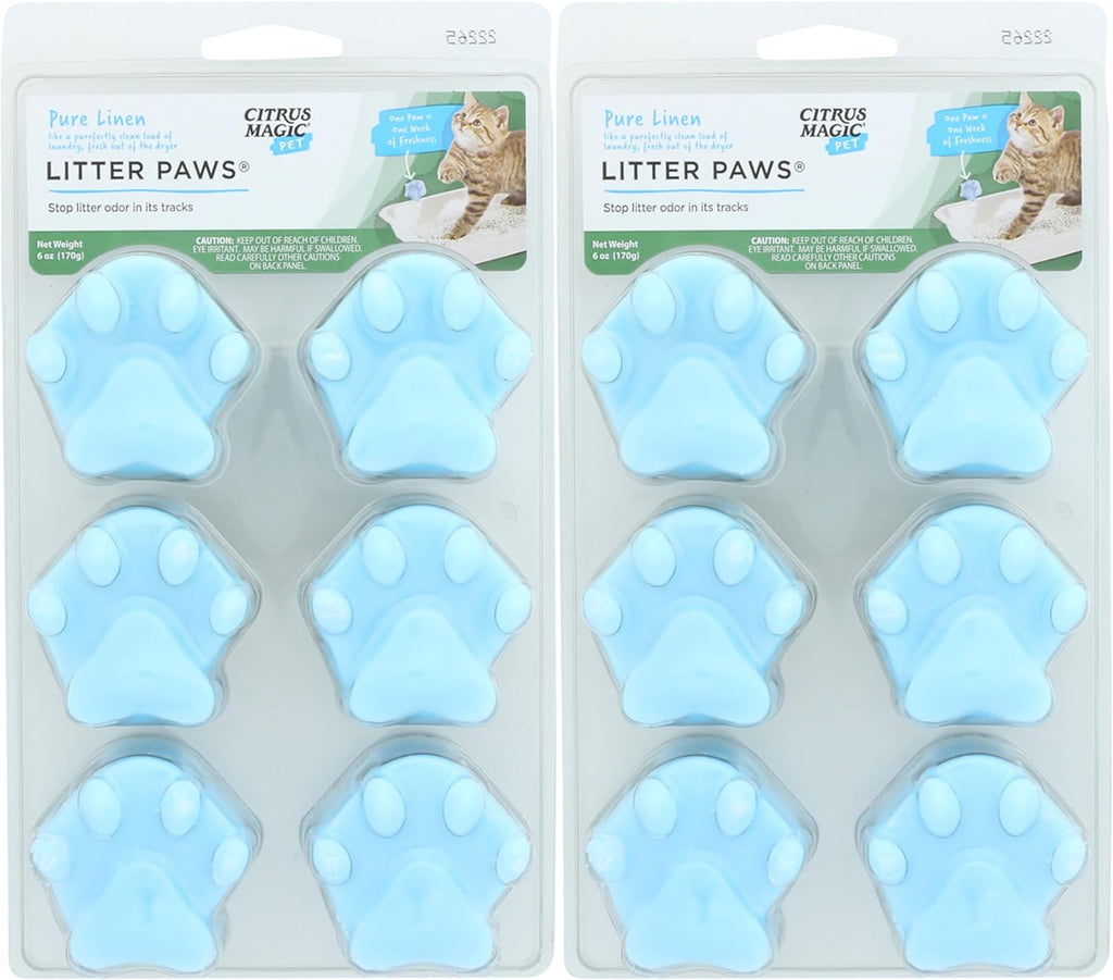 Citrus Magic Pet Odor Eliminator Litter Paws, Fresh Linen, 6 Paws