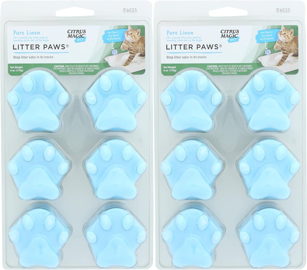 Citrus Magic Pet Odor Eliminator Litter Paws, Fresh Linen, 6 Paws