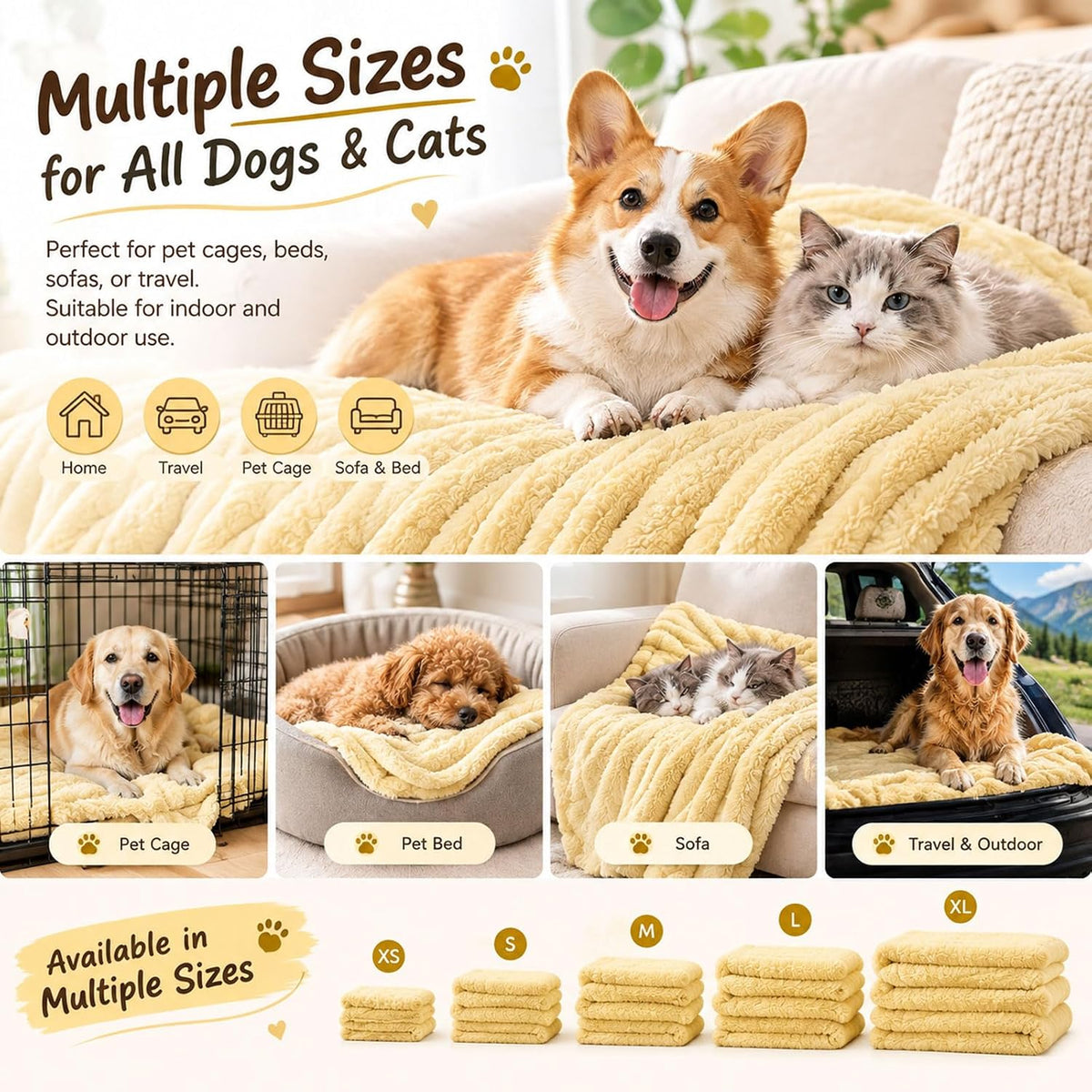 2027 New Yellow Dog Blanket Emotional Support,Soft Faux Rabbit Fur for Dogs