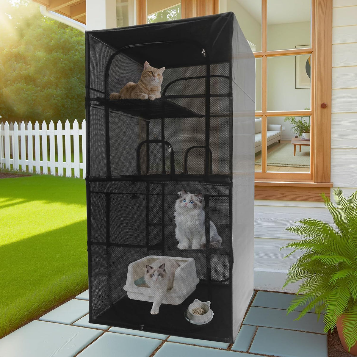 Catio Outdoor Cat Enclosure Window 61.4" H Large Cat Cage