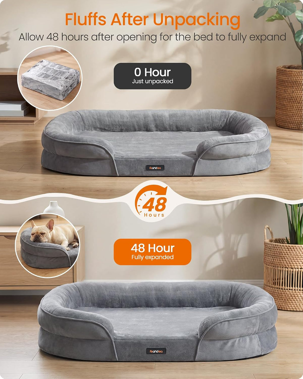 FEANDREA Orthopedic Dog Bed, 35" Dog Couch with Removable Washable Cover