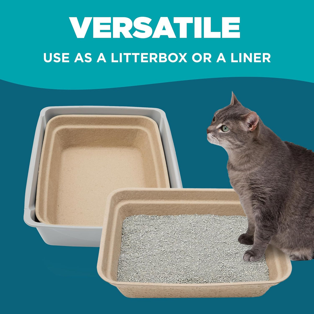 Disposable Cat Litter Box, 5-Pack (Jumbo) – Extra Thick & Sturdy, Leak Resistant, No Scrubbing, Odor Resistant, Biodegra