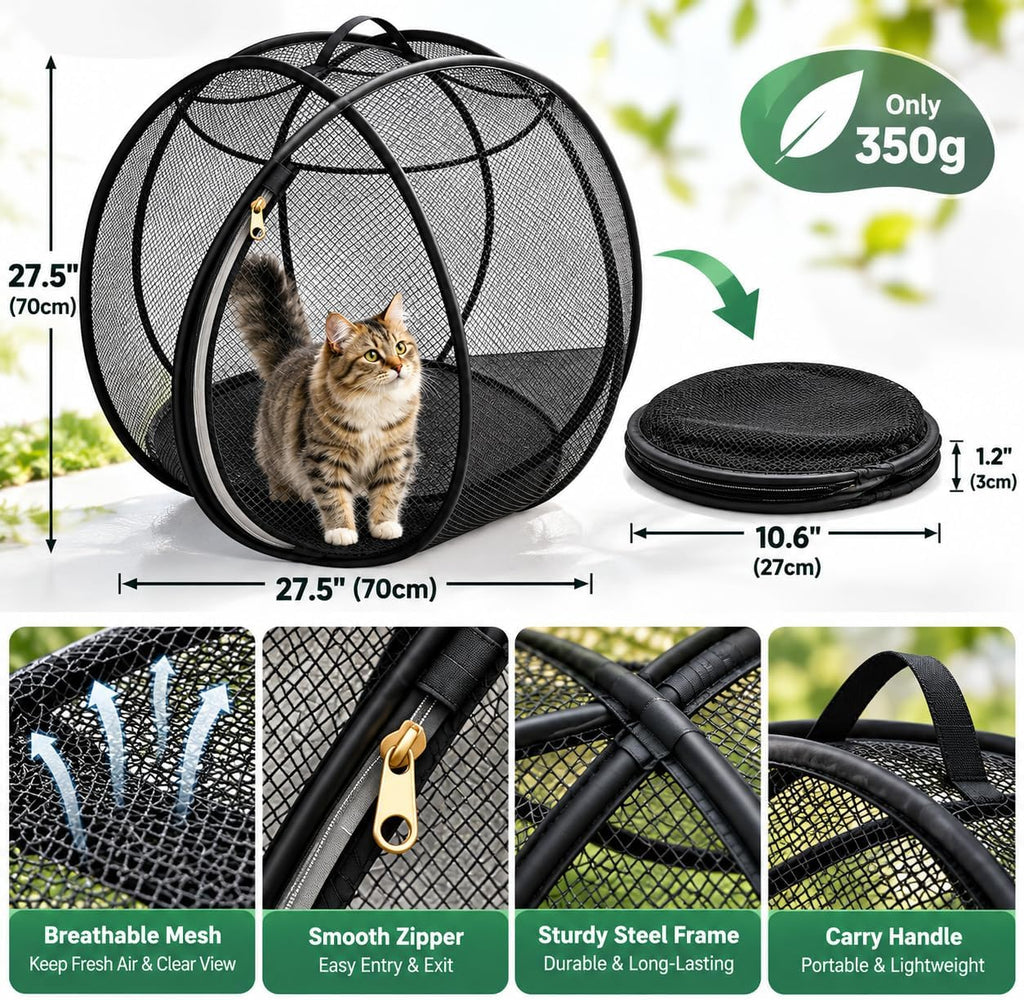 Rolling Cat Ball, Outdoor Cat Enclosure, 27" Foldable Rolling Cat Playpen