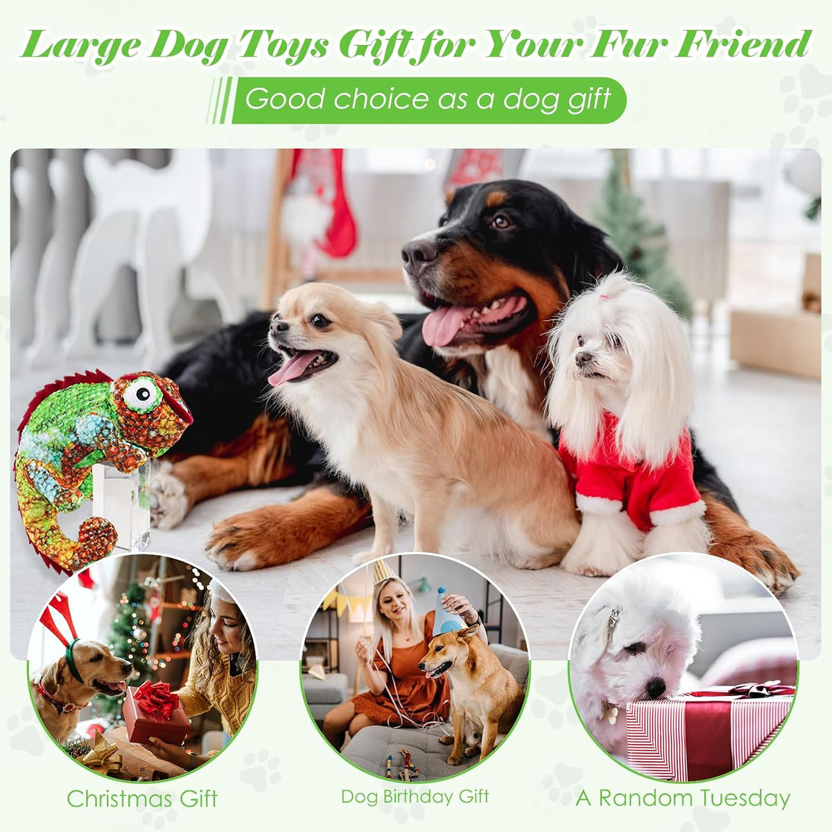 Fuufome Squeaky Plush Dog Toys for Small, Medium, Large Breeds