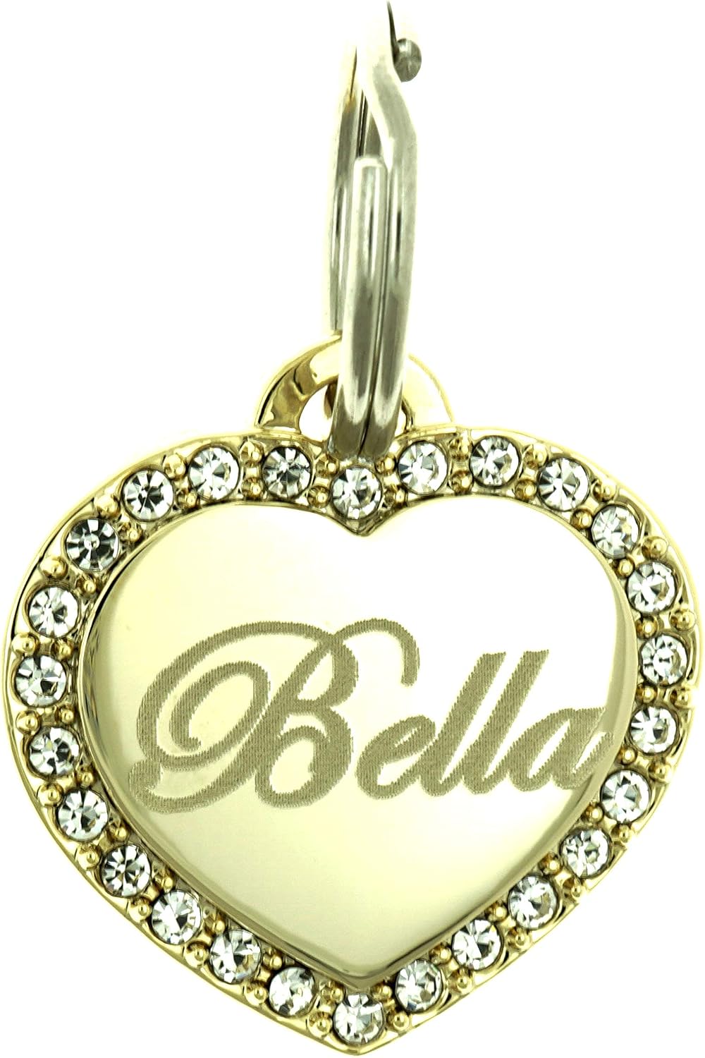 Custom Engraved Personalized Gold-Plated Small Heart Rhinestones Pet Jewelry Dog Cat ID Tag