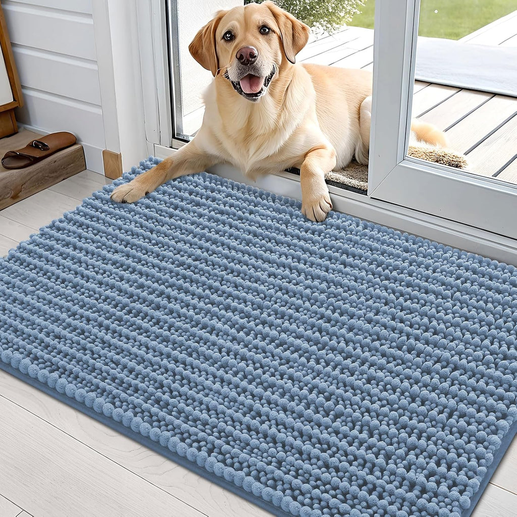 OLANLY Dog Door Mat for Muddy Paws 30x20, Ultra-Absorbent Chenille Mud Mat