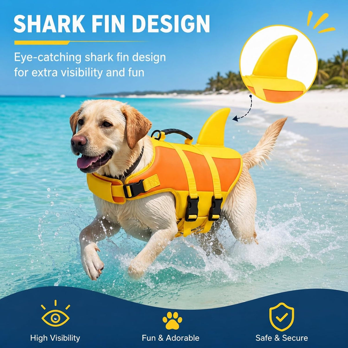 Cute Shark Dog Life Jacket for Small Medium Large Dogs
