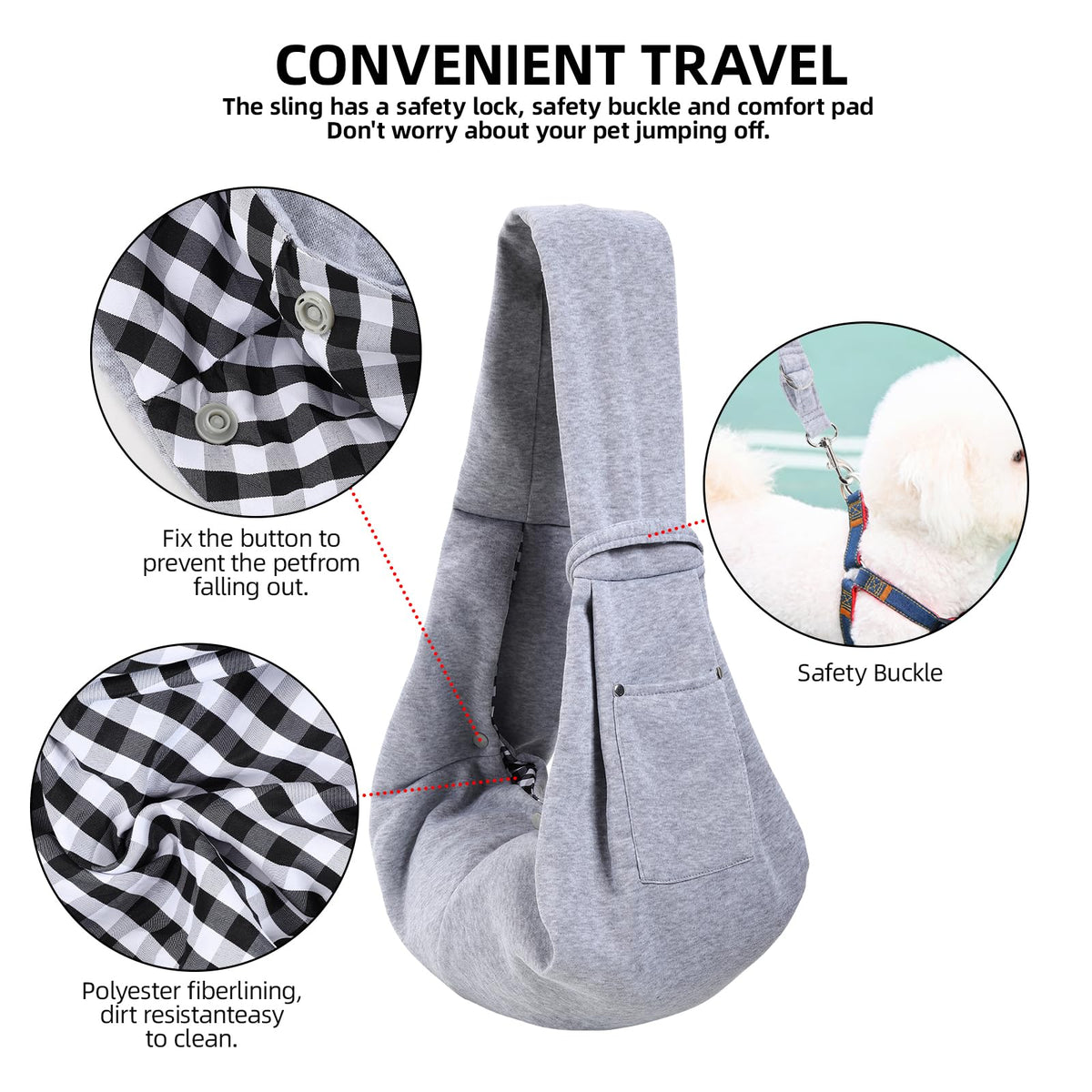 Dog and Cats Carrier Sling, Puppy Small Pet Carrier with Storage Pocket