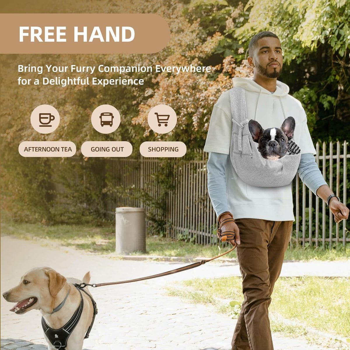 Adjustable Dog Sling Carrier with Pocket, Puppy Carrier for Small Dog & Cat