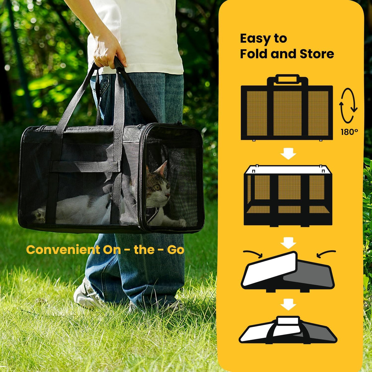 Conlun Cat Carrier Bag,Soft-Sided Pet Carriers for Dogs,M,Black