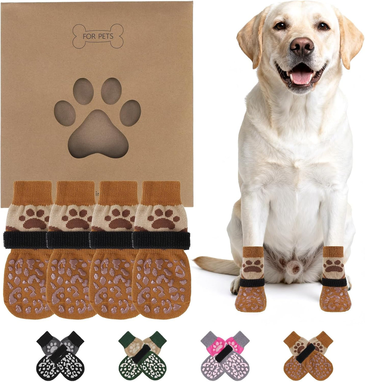 Dog Socks Shoes for Hot Pavement to Prevent Licking Paws, Winter Dog Boots&Paw Protector for Hardwood Floors Anti Slip,T