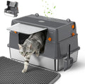 Stainless Steel Litter Box with Lid,135° Flip-Top Lid Litter Box