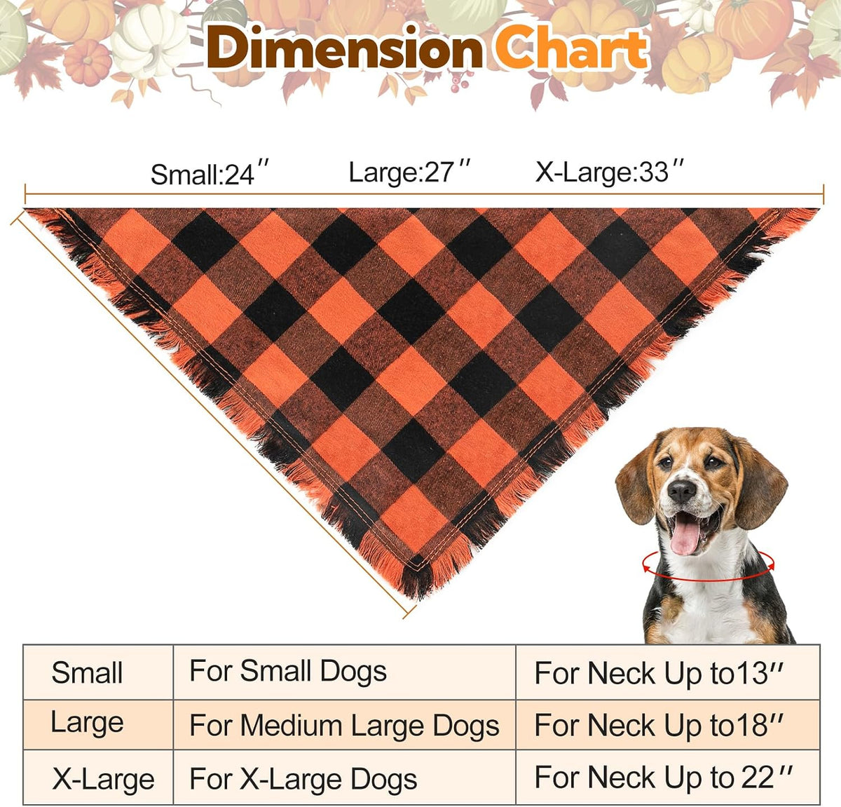 Kytely Dog Bandanas Fall Thankgiving XLarge 2Pack, Plaid Pet Scarf