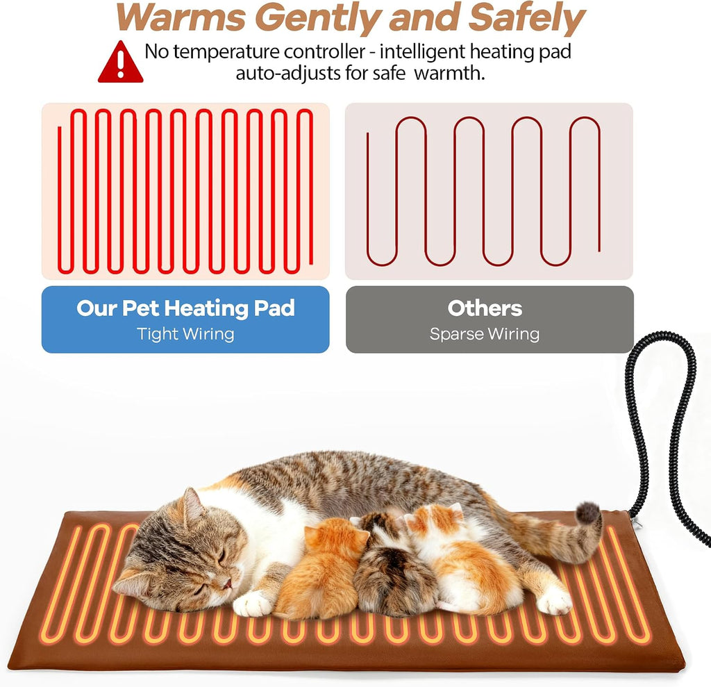 Cat Heating Pad for Bed Wamming: Electric 21.65"x13.77" Heated Cozy Mat with Removable Washable Cover Indoor Pet House P