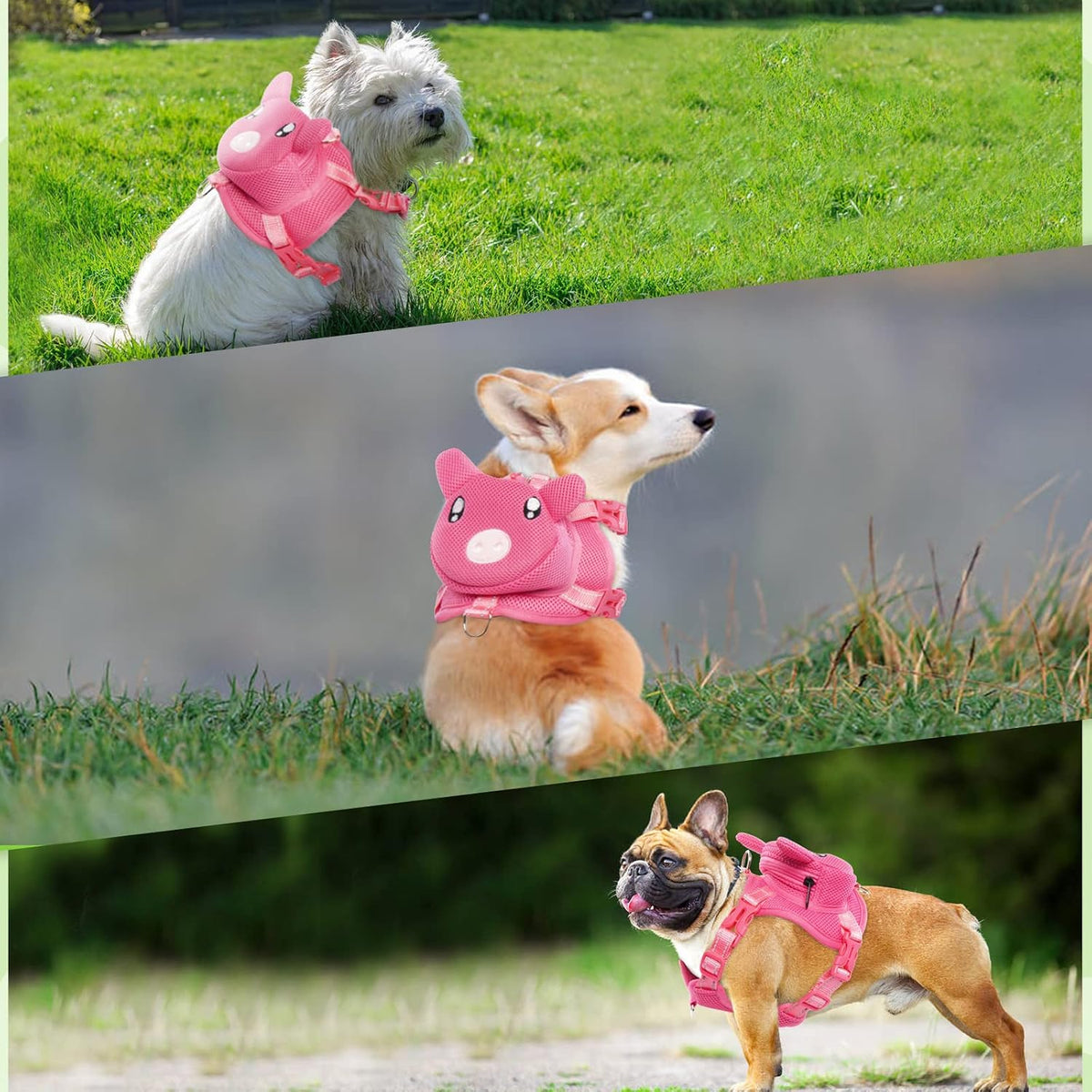 Dog Harness with Backpack, Adjustable Dog Backpack Harness for Small Medium Dogs, No-Pull Breathable Backpacks for Dogs 