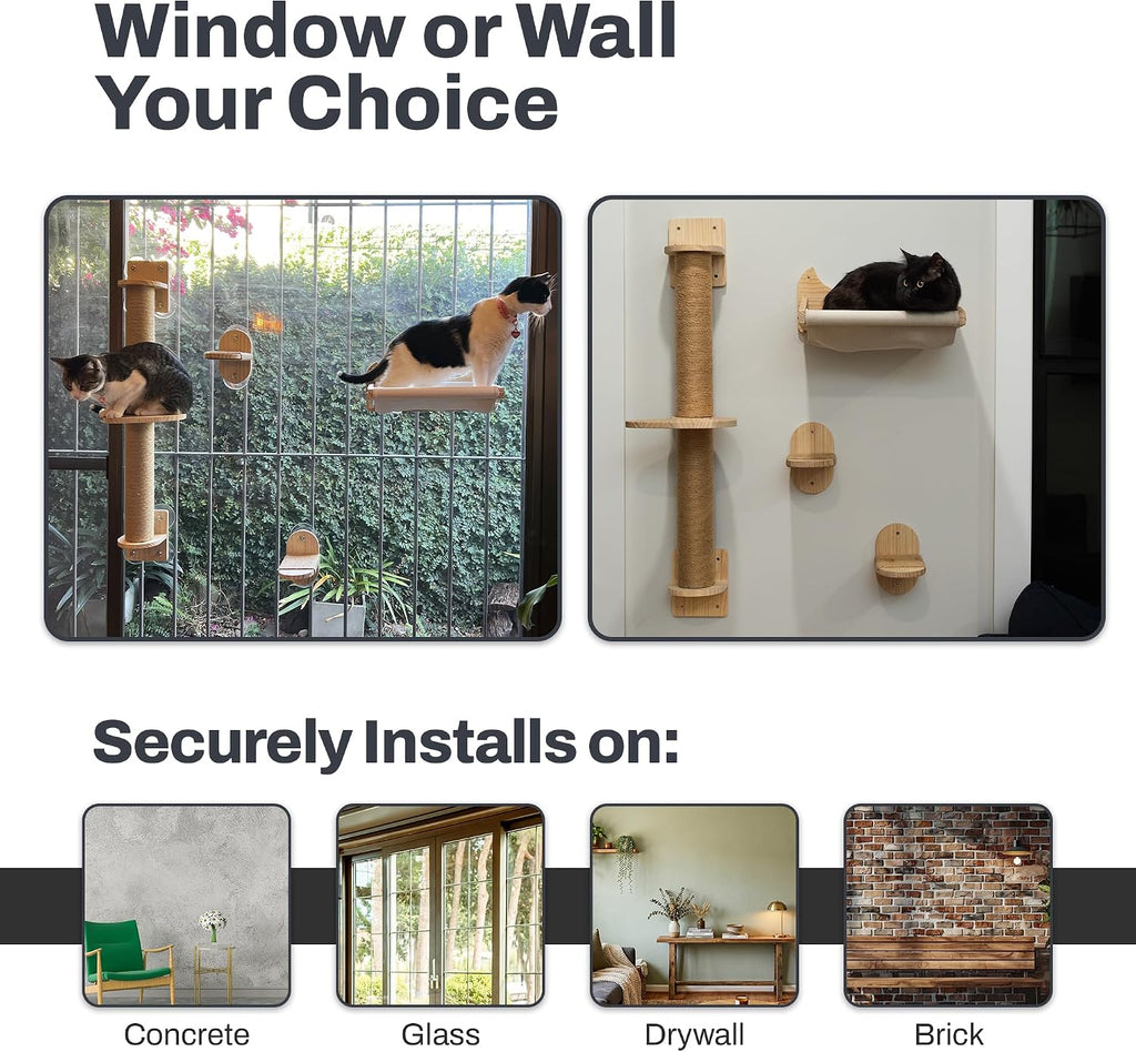 Cat Window Shelf | 4-in-1 Cat Wall Shelves & Scratcher
