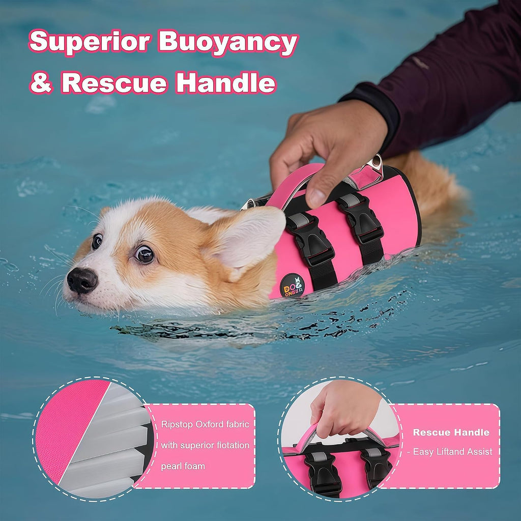 Dogcheer Dog Harness Life Jacket, High Buoyancy Neoprene Dog Life Vest for Swimming Boating, Adjustable Puppy Swim Vest 