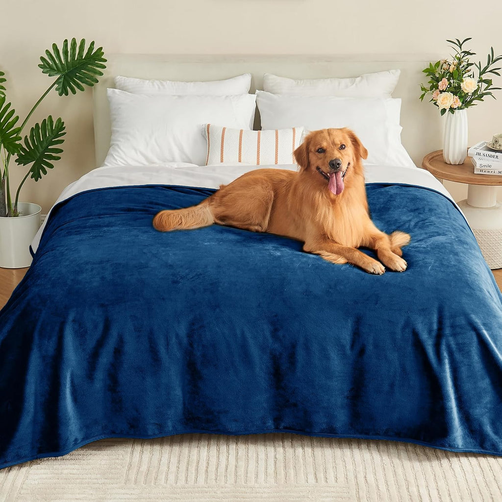 Waterproof Blanket Bed Cover 60"x80" for Adults or Pets, Navy Blue