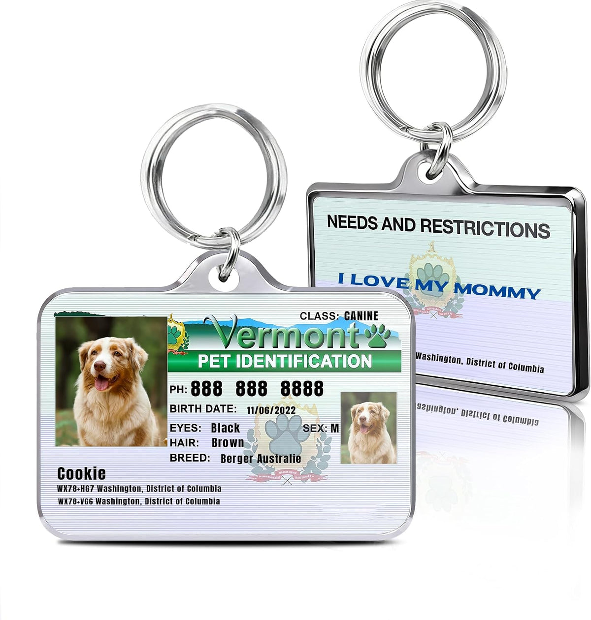 Personalized Dog & Cat Tags with Photo - Custom Driver License Pet ID Tag