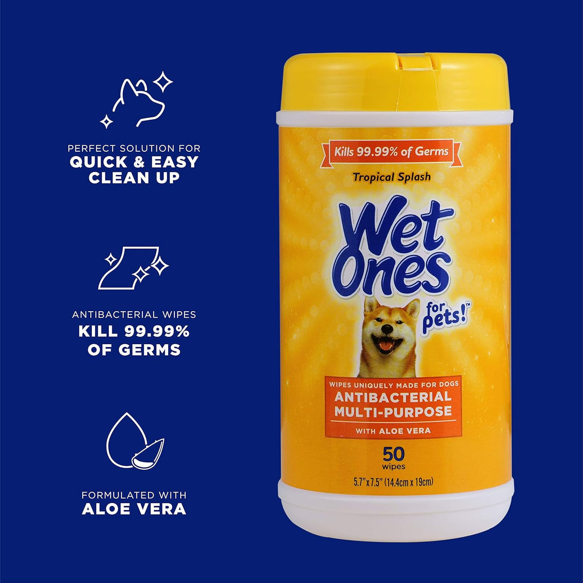 Wet Ones, Dog Wipes, Pet Wipes, Tropical Splash, 50 Count