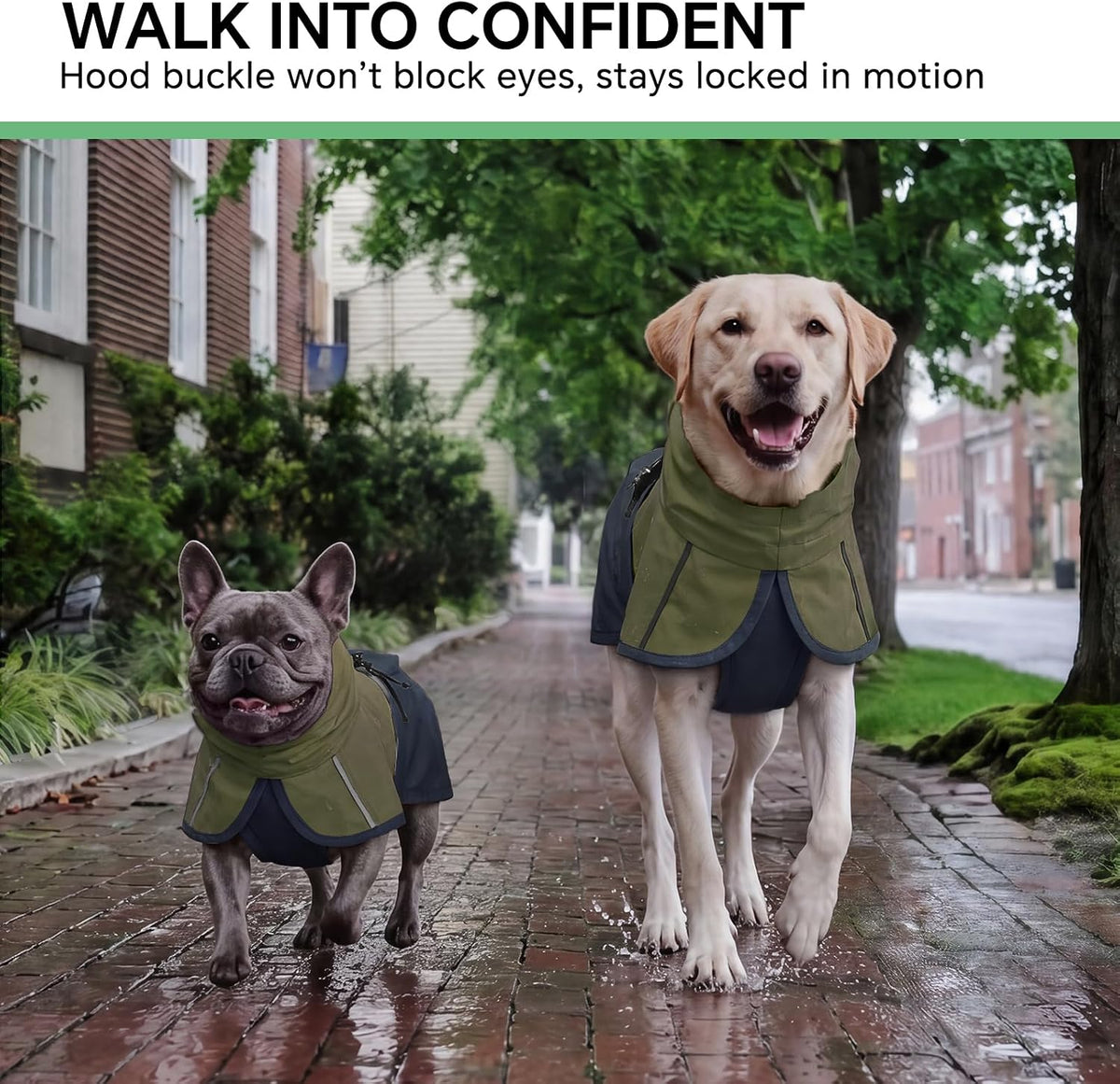Luciphia Dog Raincoat, Adjustable Hooded Reflective Jacket with Pocket