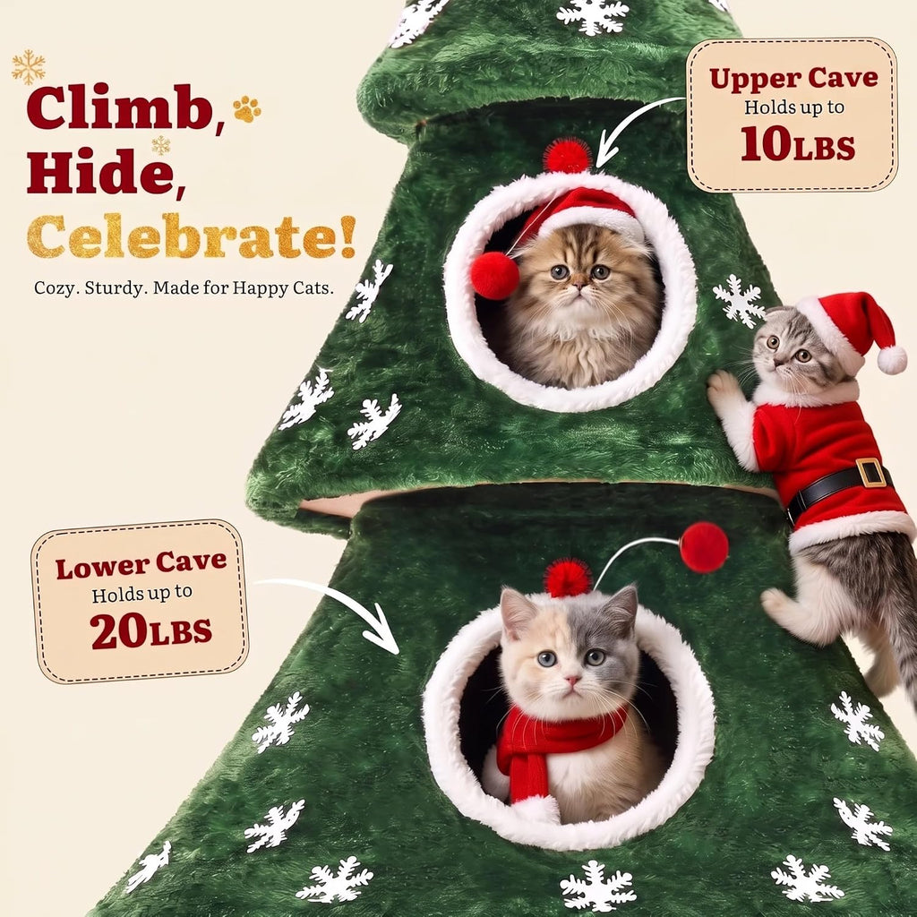 DWVO 58.2in Cat Christmas Tree with Circle Cat Tunnel