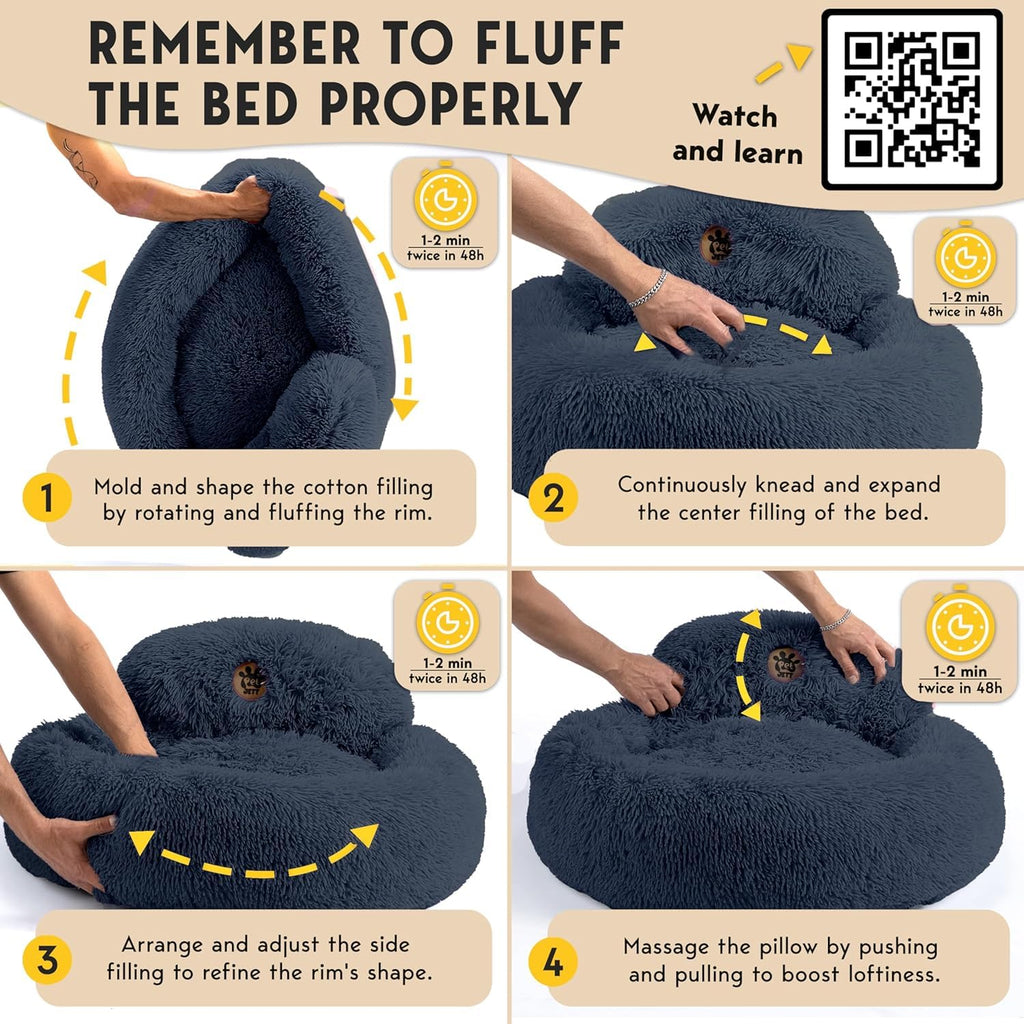 Calming Dog Bed Medium Size Dog - 30'' Donut Bed, Washable Dog Bed - Soft