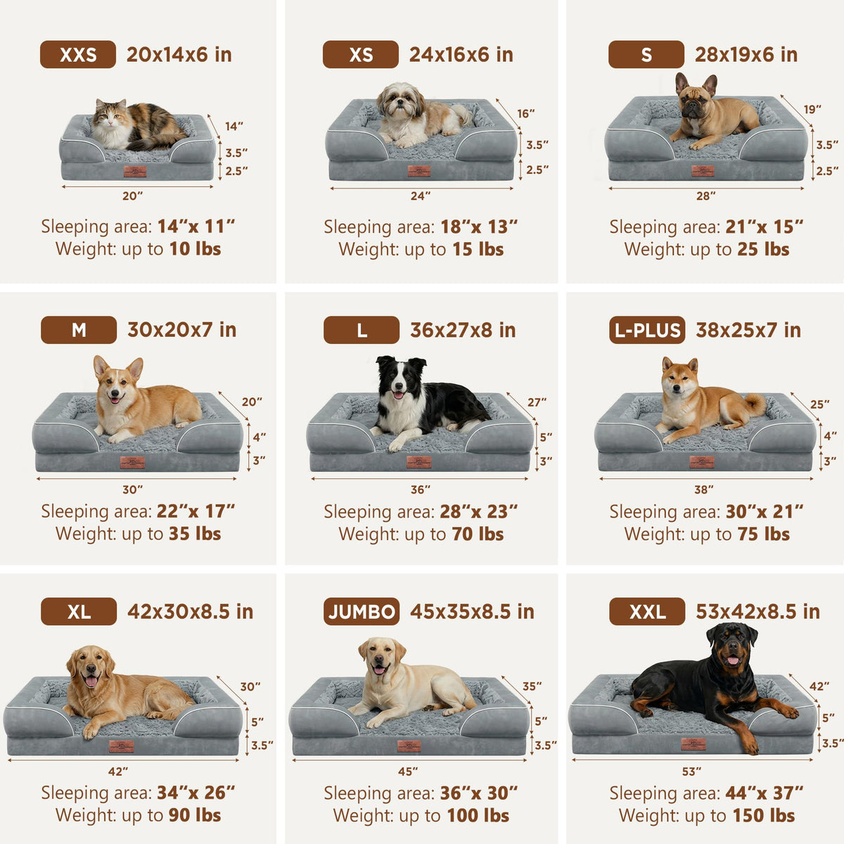 Comfort Expression Waterproof Orthopedic Dog Bed for Extra Large Dogs
