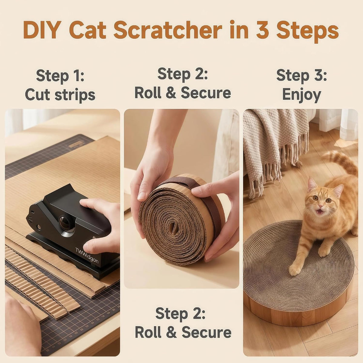 Cardboard Cutter for Cat Scratches (Black, Non-3D Printed)