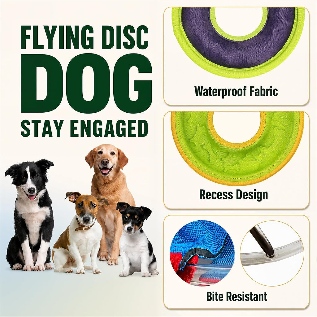 3 Pcs Flying Discs, Interactive Flyer Toys, Feedable Lightweight Catch and Fetch Toys for Small Medium Large Dogs, Float