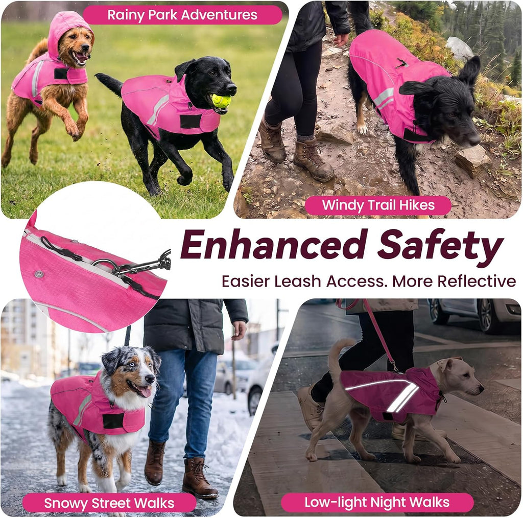 VIVAGLORY Dog Raincoat Wetoff Dog Rain Coat, S, Pink