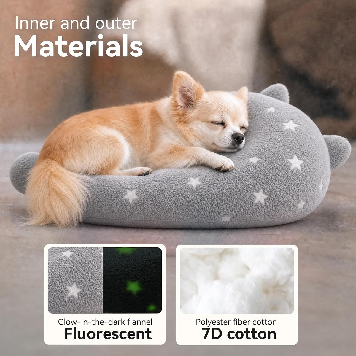 YOVENTOMIA Dog Calming Pillow, Glow in the Dark Star Pattern, Soft Plush Question Mark Dog Body Pillow, Machine Washable