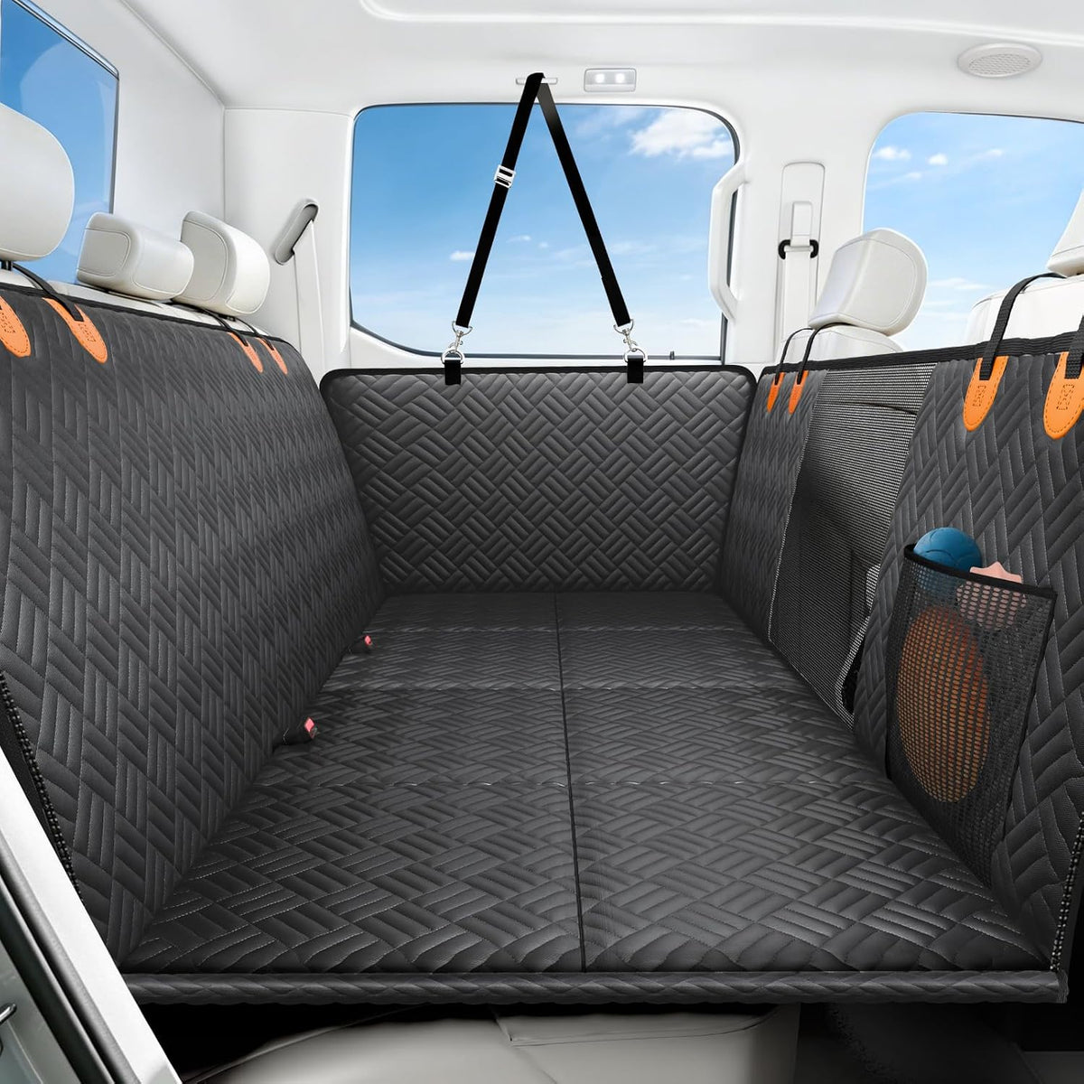 Dog Car Seat Cover for Back Seat, Hard Bottom Back Seat Extender for Dog