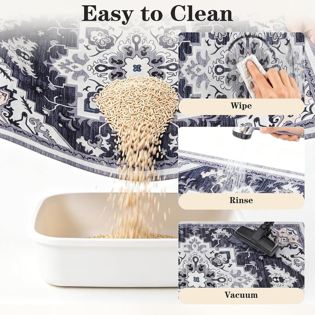 Cat Litter Mat Non-Slip Urine Waterproof Litter Trapping Mat Pad