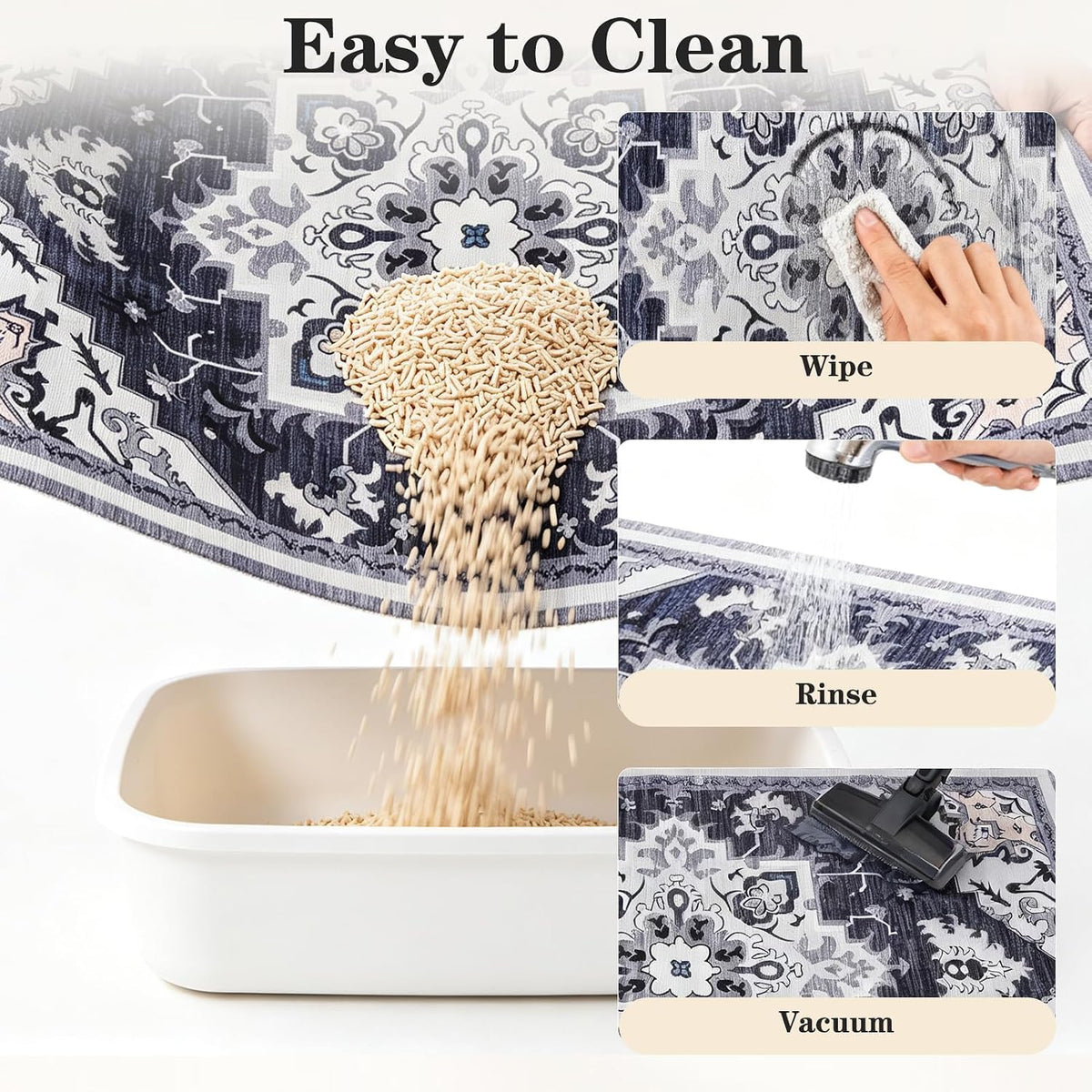 Cat Litter Mat Non-Slip Urine Waterproof Litter Trapping Mat Pad