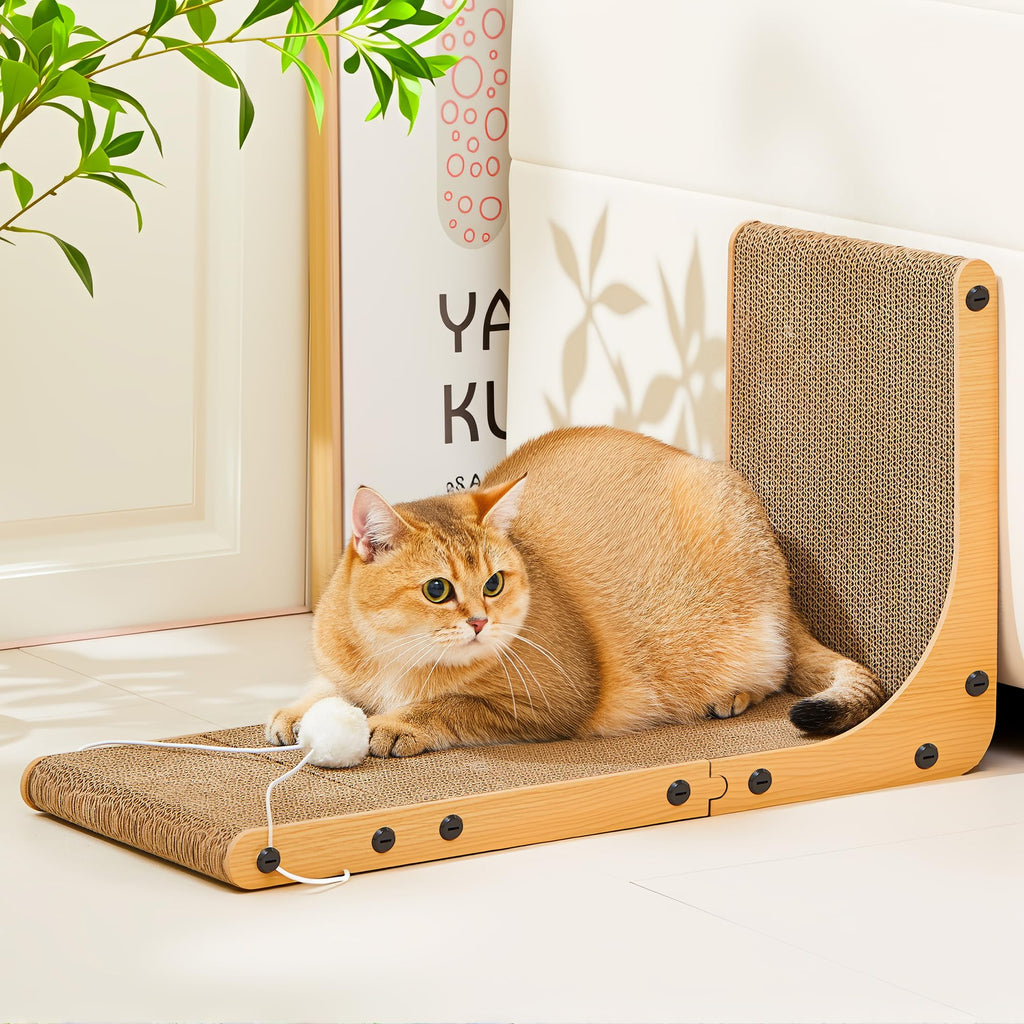 Markarbarka 23.6 IN L-Shaped Cardboard Cat Scratcher, 2-Pack for Indoor Cat