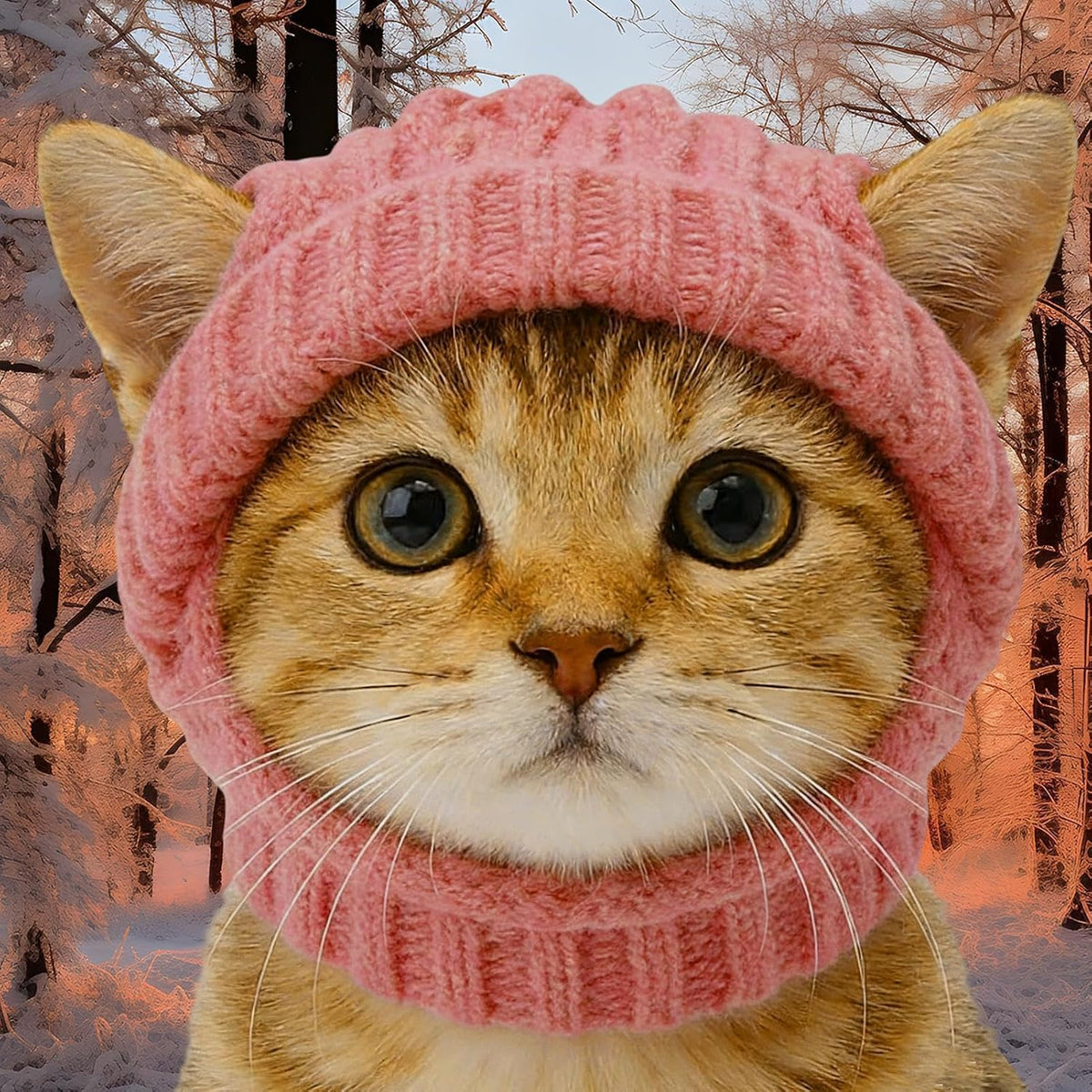 Knitted Winter Hats for Small Dogs, Dog Winter Hat with Ear Holes