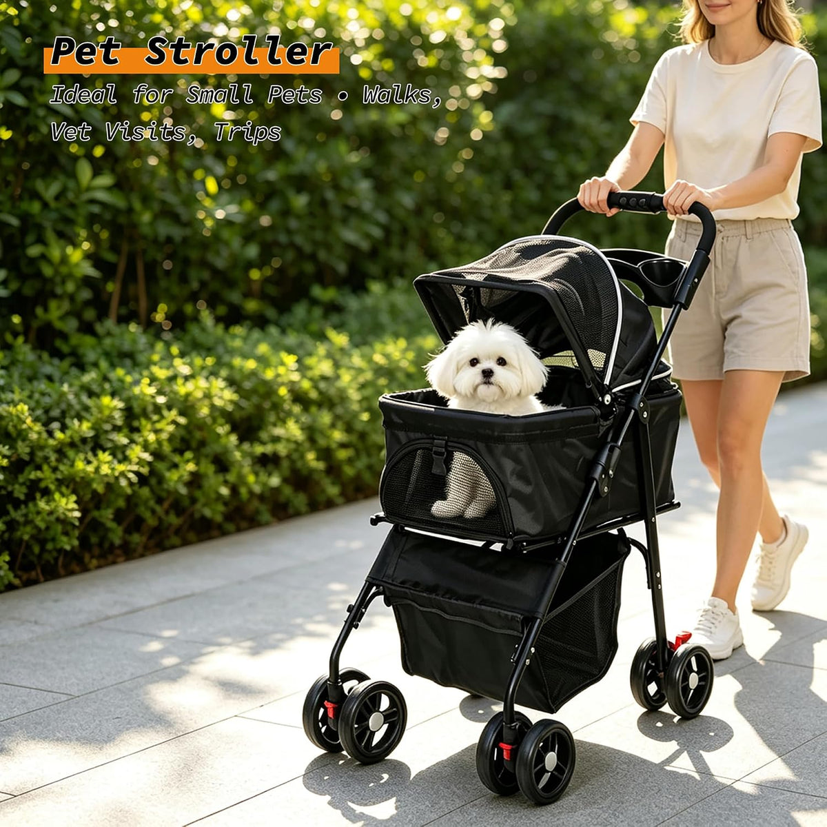3-in-1 Pet Stroller, Carrier & Car Seat for Dogs & Cats