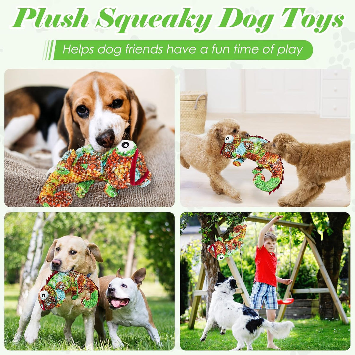 Fuufome Squeaky Plush Dog Toys for Small, Medium, Large Breeds