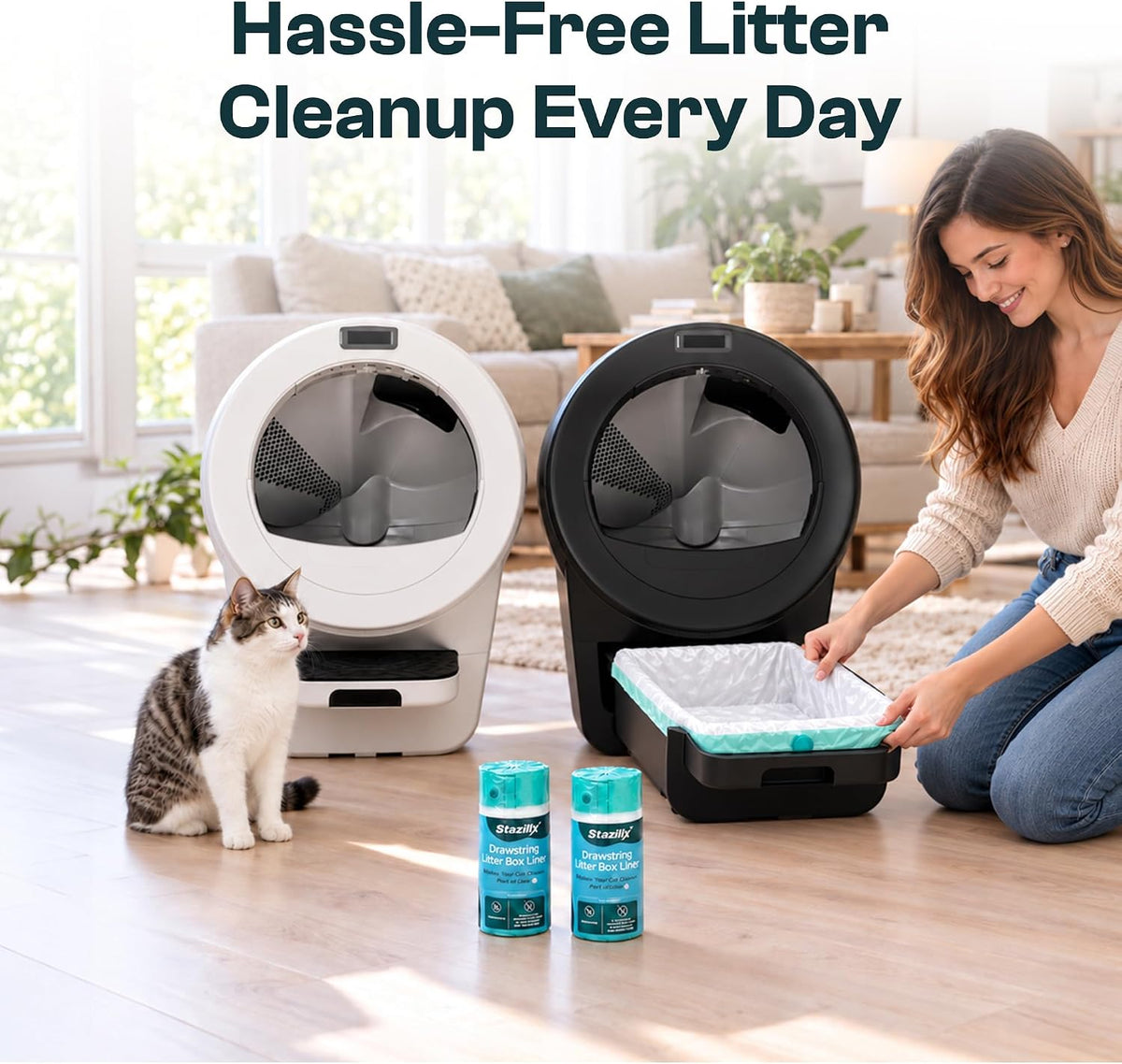 Extra Thick Litter Liners Compatible With Robot 5 Litter Box , 100 Bags