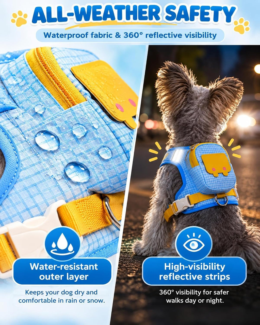 Dog Backpack Harness No-Pull Control Reflective Waterproof