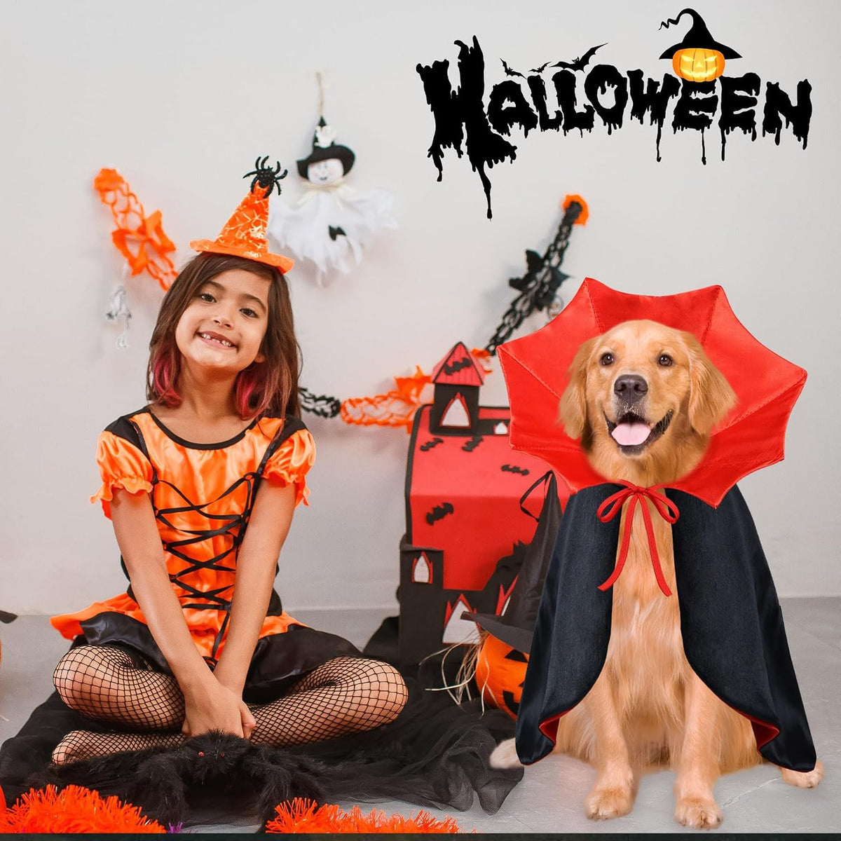 Dog Halloween Costume Dog Vampire Costume Funny Pet Vampire Devil Cape Cloak Halloween Costumes for Small Medium Large X