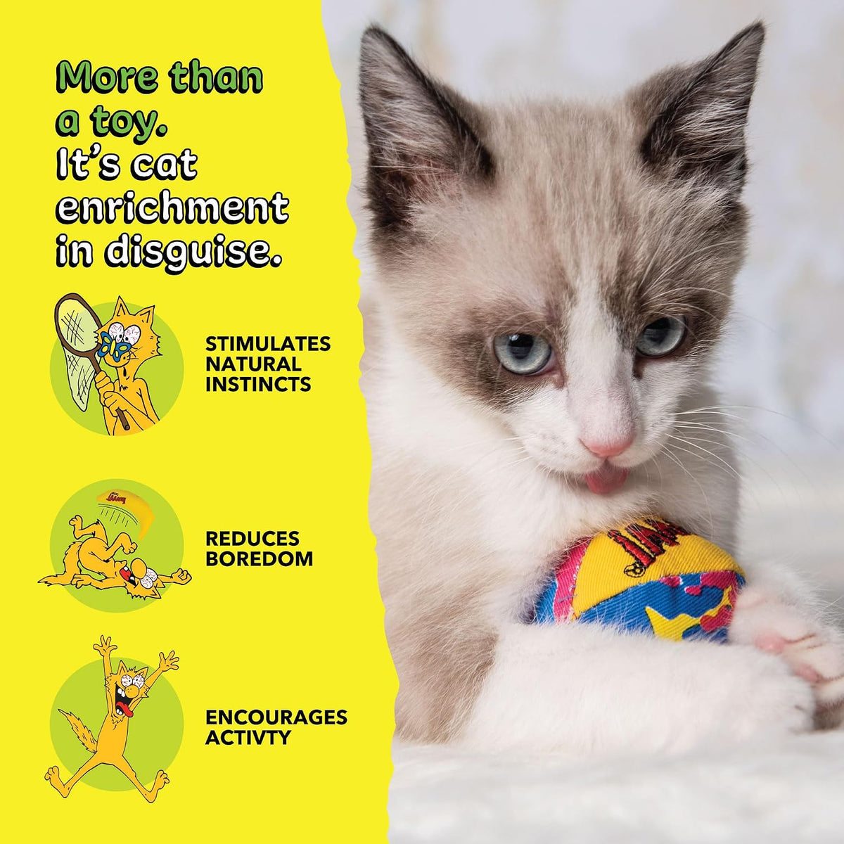 Yeowww! Catnip My Cats Balls Toys for Cats - 3-Pack - Durable Cotton Twill - Made in the USA - Stuffed with Organically 