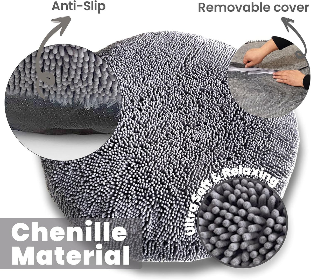 Muddy Mat® Cloud K-9 Dog Beds for Small Dogs & Cats, Soft & Relaxing Round Dog Bed, Chenille Material, Removable Cover, 