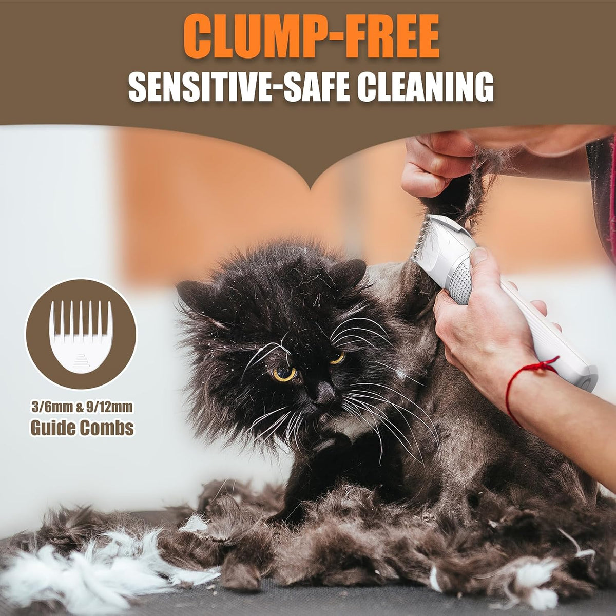 Cat Grooming Clippers Kit with Paw Trimmer, 3 in 1 Electric Pet Hair Trimmer Supplies for Thick Matted Hair, Heavy Coat 