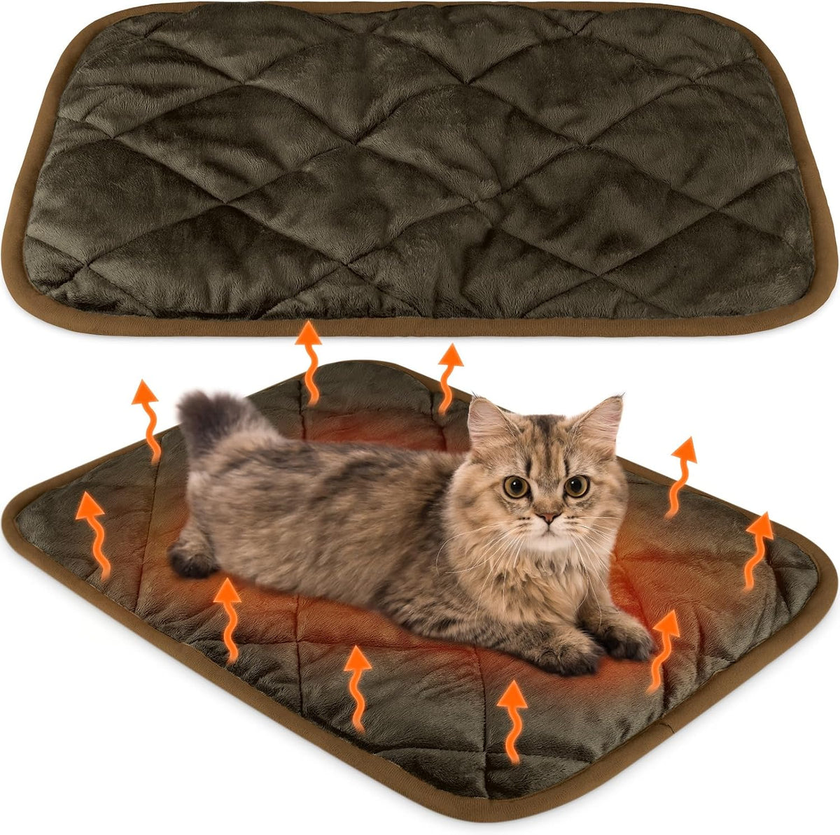 2 Pack Self Warming Cat Bed Thermal Pet Mat, Gray, 18 x 24 Inches