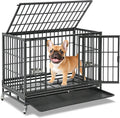 Homey Pet 37" Heavy Duty Stackable Dog Crate with Wheels for Medium Dogs